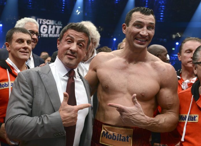 Boksininkas Vladimiras Klicko su JAV aktoriumi Silvestru Stalone Sylvester Stallone